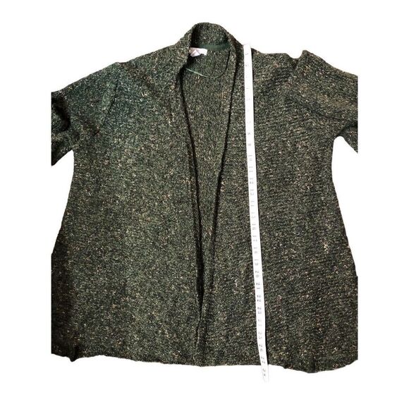 Charter Club Hunter green mixed knit knarled open front wool blend cardigan XL - Picture 8 of 11